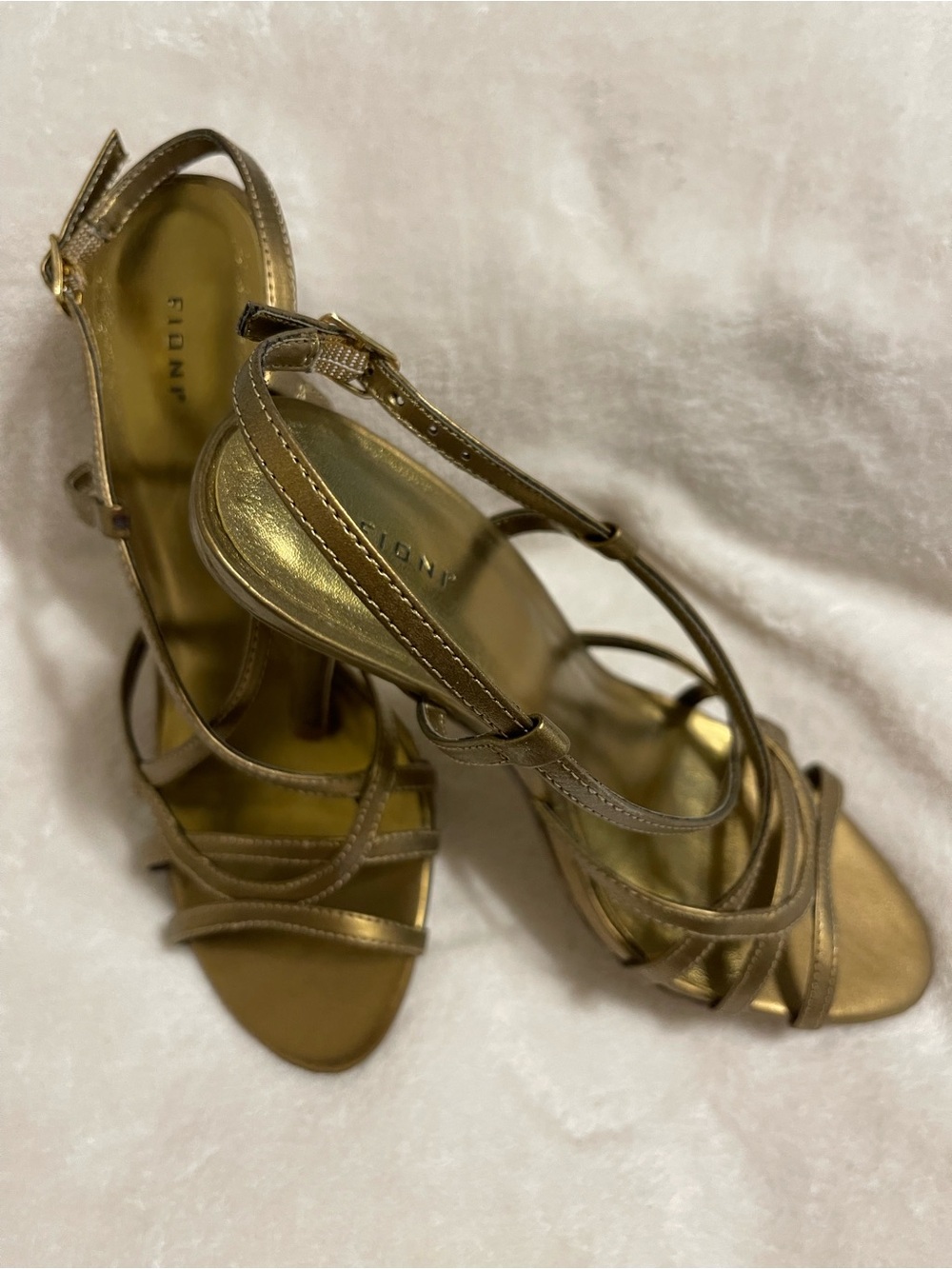 Women’s Gold tone, strap high heels size 5